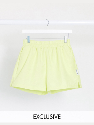 Collusion Nylon Sports Short In Acid Yellow