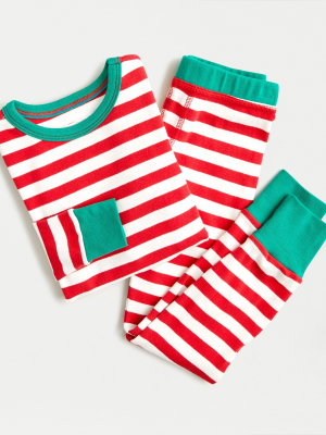 Kids' Pajama Set In Candy-cane Stripes