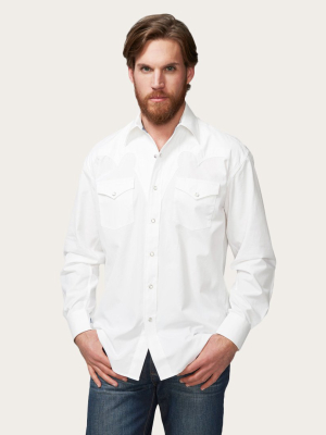 Classic Solid Snap Poplin Shirt In Optic White