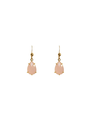 "rose Quartz" Glass Prong Teardrop Earrings