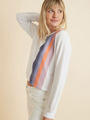 Tate Crop Sweatshirt In Natural Multi Stripe