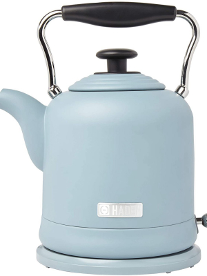 Haden Highclere Vintage Retro 1.5 Liter/6 Cup Capacity Innovative Cordless Electric Stainless Steel Tea Pot Kettle With 360 Degree Base, Pool Blue