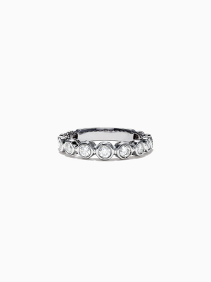 Effy Pave Classica 14k White Gold Bezel Set Diamond Ring, 0.49 Tcw