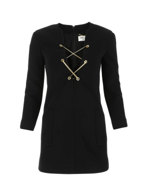 Saint Laurent Lace-up Mini Dress