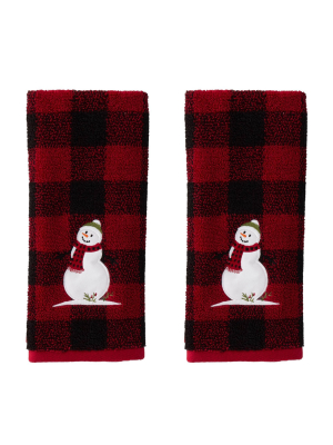 2pc Woodland Winter Hand Towel Set Red - Skl Home