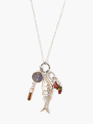 Lucky Koi And Tourmaline Charm Necklace