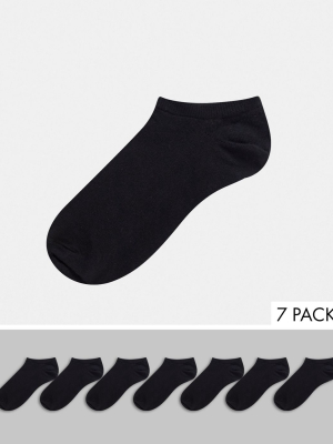 Asos Design Sneaker Sock In Black 7 Pack