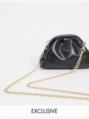 Glamorous Exclusive Mini Pillow Clutch Bag In Black With Detachable Strap