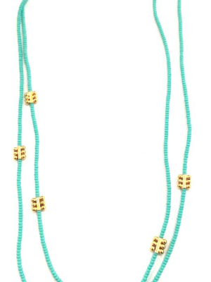 Turquoise & Gold Vermeil Necklace/ Wrap