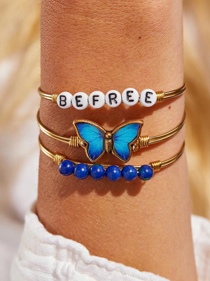 Blue Morpho Butterfly Bangle Bracelet