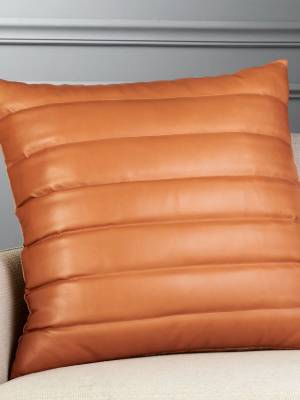 23" Izzy Saddle Brown Leather Pillow