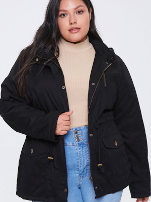 Plus Size Hooded Utility Jacket