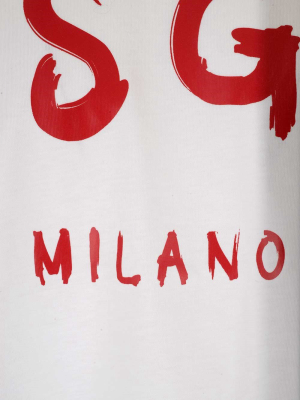 Msgm Logo Printed Crewneck T-shirt