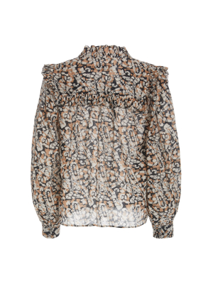 Borealis Ruffle-trimmed Printed Cotton-silk Top