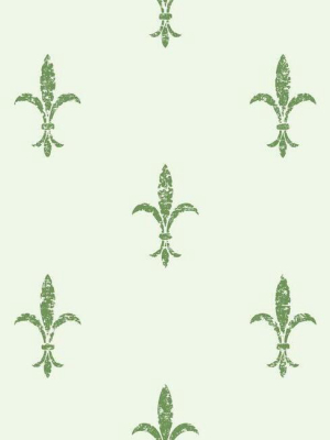 Fleur De Lis Wallpaper In White And Green From The Ronald Redding 24 Karat Collection By York Wallcoverings