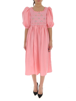 Miu Miu Puff Sleeve Midi Dress