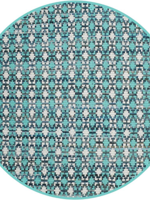Montauk Mosaic Turquoise/multi Round Rug