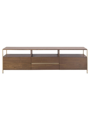 70" Clyde Gold Accent Tv Stand Walnut - Safavieh