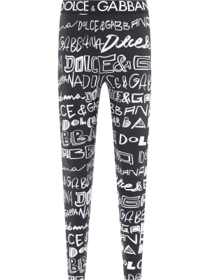 Dolce & Gabbana Allover Logo Printed Leggings