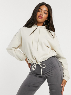 G-star Cropped Hoodie In Ecru