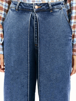 Cropped Jeans With Pleats In 80's Blue