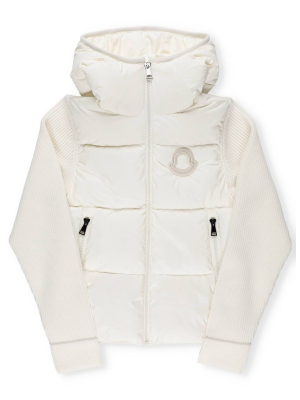 Moncler Enfant Quilted Panel Hooded Knit Jacket