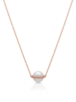 14kt Rose Gold Diamond Pearl Hannah Necklace