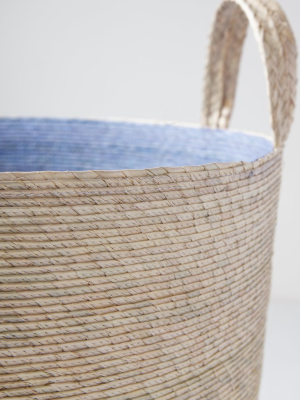 Hand Woven Large Storage Basket With Handles Natural Sky