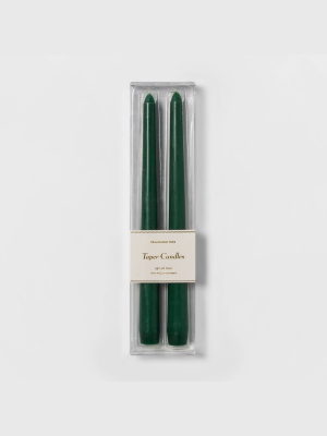 2pk 11" Unscented Dripless Taper Candle (green) - Threshold™