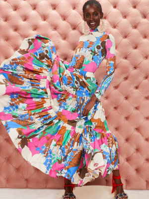 Floral Stretch-jersey Turtleneck Top