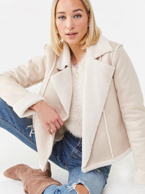 Open-front Faux Suede Jacket