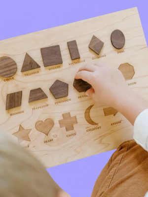 Wooden Shapes Board With Matching Shape Pieces