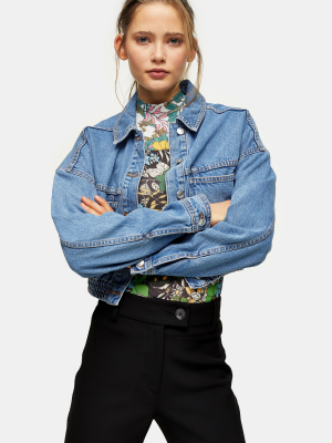 Elasticated Hem Cropped Denim Jacket