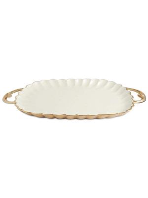 Julia Knight Peony 22.5" Rectangular Tray In Gold Snow