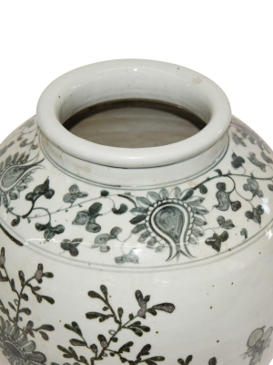 Indigo Flower Open Top Porcelain Jar