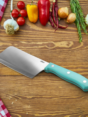 Oster Evansville 6 Inch Stainless Steel Cleaver With Turquoise Handle