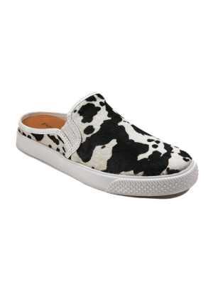 Portia Black And White Cowhair Slip-on Sneaker
