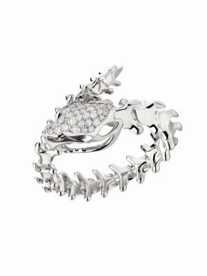 Serpent's Trace Wrap Ring - Silver & Diamond Pavé