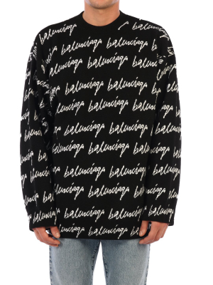 Balenciaga All-over Logo Intarsia Jumper