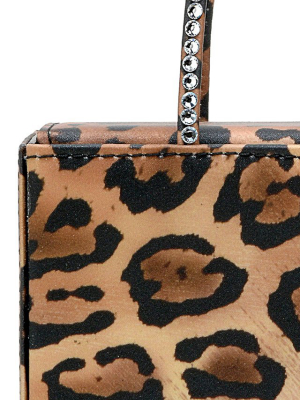 Amini Gilda Crystal-trimmed Leopard-print Satin Bag