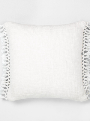 18" X 18" Slub Knotted Fringe Throw Pillow - Hearth & Hand™ With Magnolia