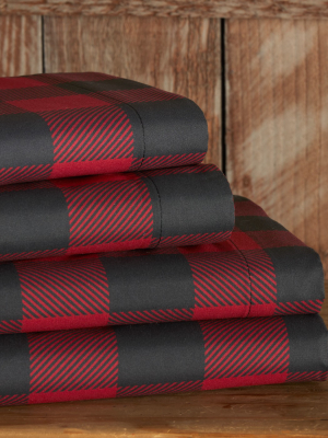 Lakeside Red And Black Buffalo Check Bed Sheet Set With Pillowcases