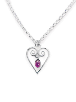 Small Heart And Amethyst Pendant