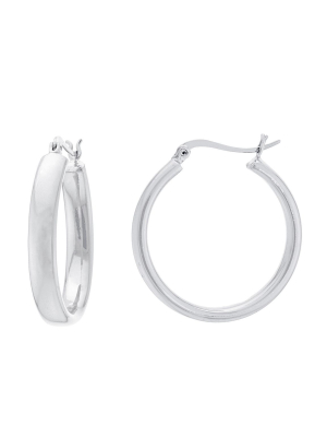 Boxed Fine Silver Plated 30mm Click Top Hoops