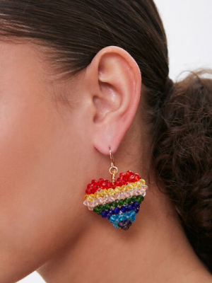 Rainbow Heart Pendant Drop Earrings