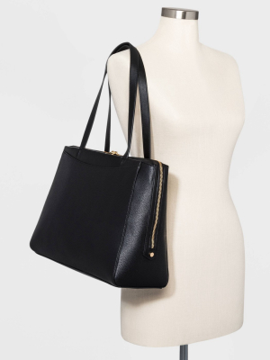 Zip Closure Tote Handbag - A New Day™ Black