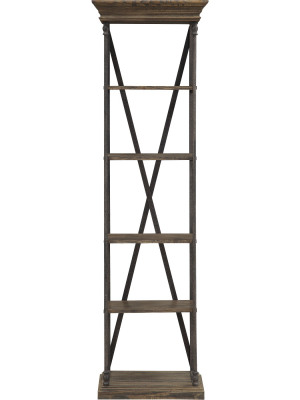 86.5" Corbin Rustic Single Etagere Medium Brown - Treasure Trove