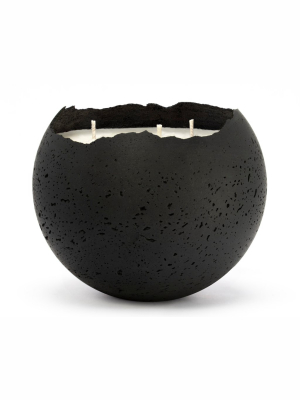 Konzuk - Orbis Concrete Candle 3 Wick - Coal Black