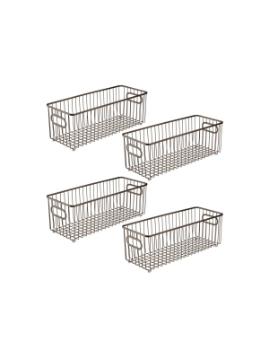 Mdesign Metal Kitchen Pantry Food Storage Basket Bin, 4 Pack