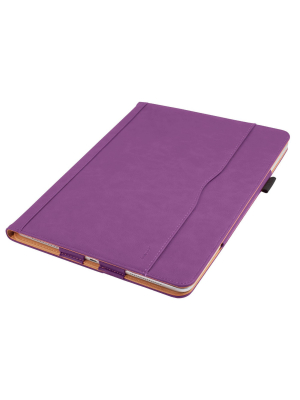 Insten - Ipad Pro 12.9" 2018, Pu Leather Case, Slim Folding Folio, Pencil Holder, Auto Wake/sleep, 3 Angles, Magnetic Closure Strip, Purple